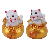 Solar Powered Lucky Cat Lucky Wealth Welcoming Cat Car Decor Desktop Cash Register Opening Decoration Big Eye Gold - Extra Image