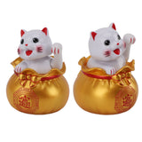Solar Powered Lucky Cat Lucky Wealth Welcoming Cat Car Decor Desktop Cash Register Opening Decoration Big Eye Gold
