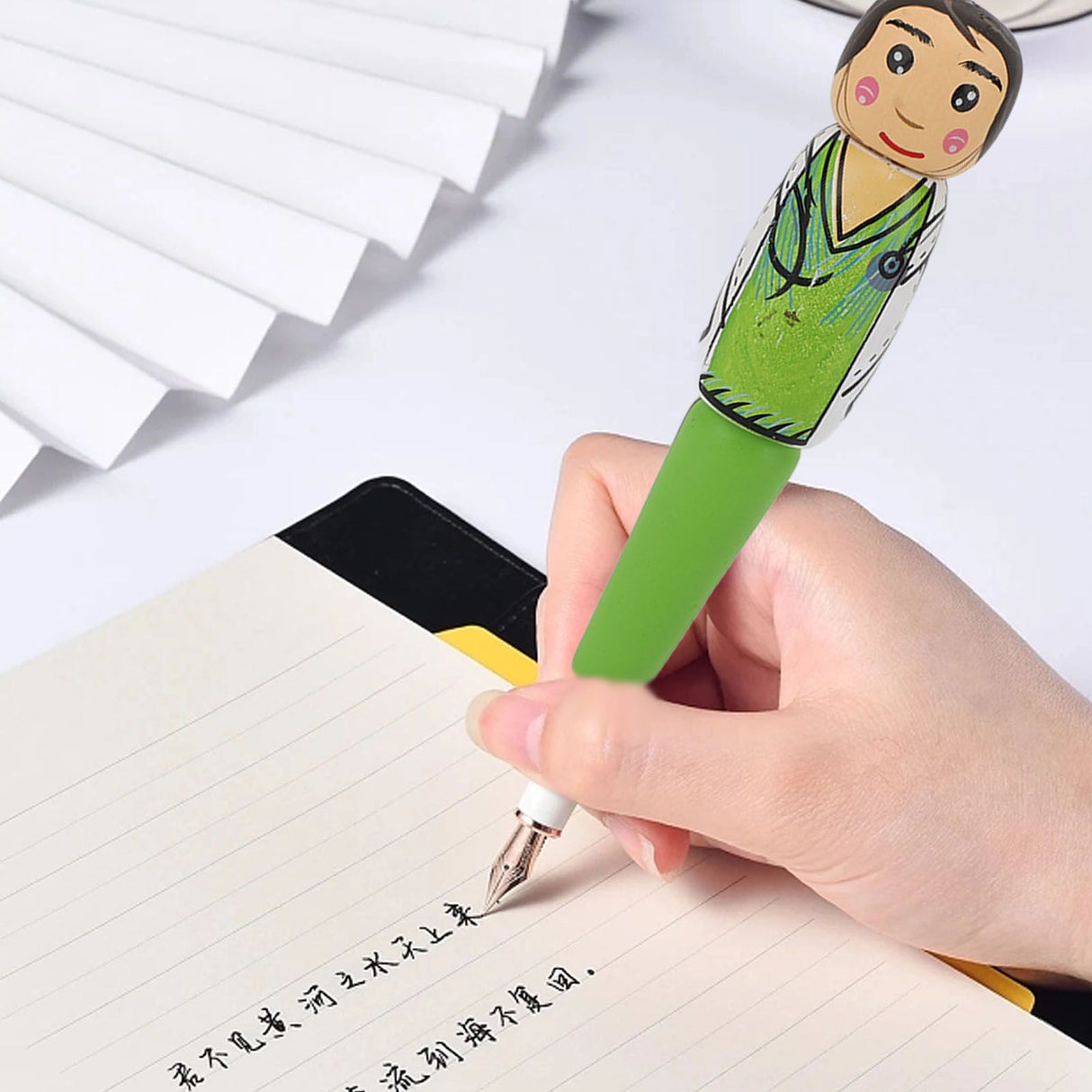 Puppet Pen Wooden Unique Ballpoint Cartoon Doctor Shape Ink Pen for Silly Gifts Stand Up Pen Decoration