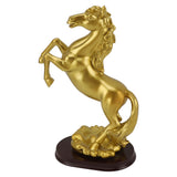 Horse Statue Gold Synthesized Resin Unique Horse Art Figurine for Wine Cabinet Office Leaping Horse - Front View