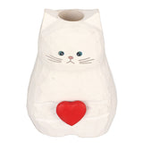 Cat Statue Flower Vase White Handmade Textured Wooden Cat Vase for Thanksgiving Day Gift Cat Lovers - Top-Down View