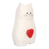 Cat Statue Flower Vase White Handmade Textured Wooden Cat Vase for Thanksgiving Day Gift Cat Lovers - Close-Up Angle