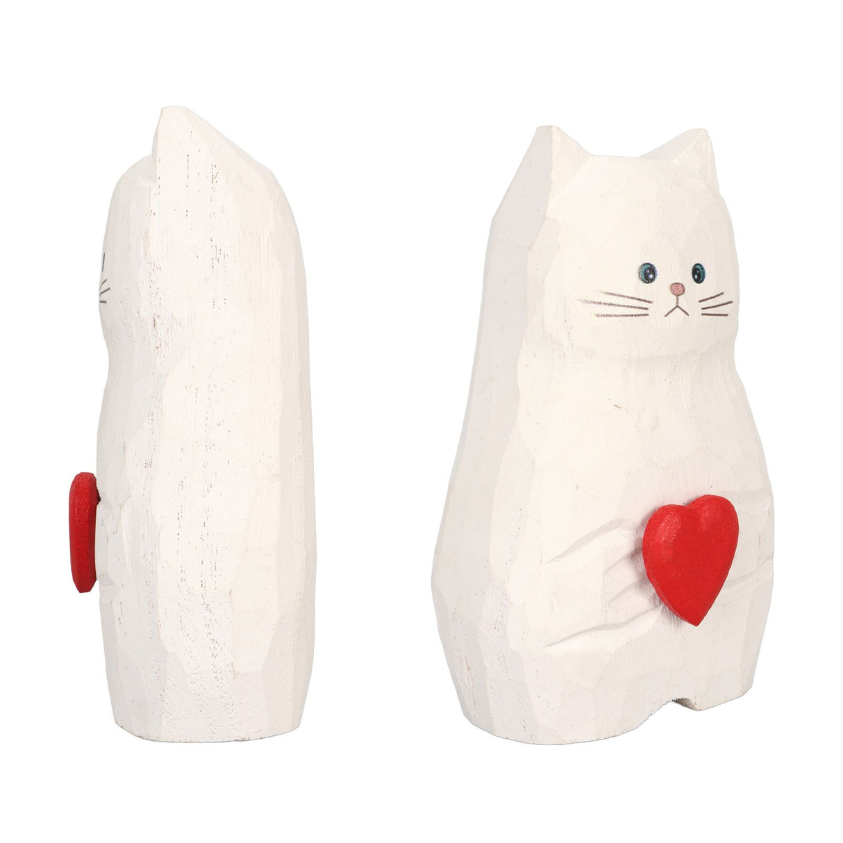 Cat Statue Flower Vase White Handmade Textured Wooden Cat Vase for Thanksgiving Day Gift Cat Lovers