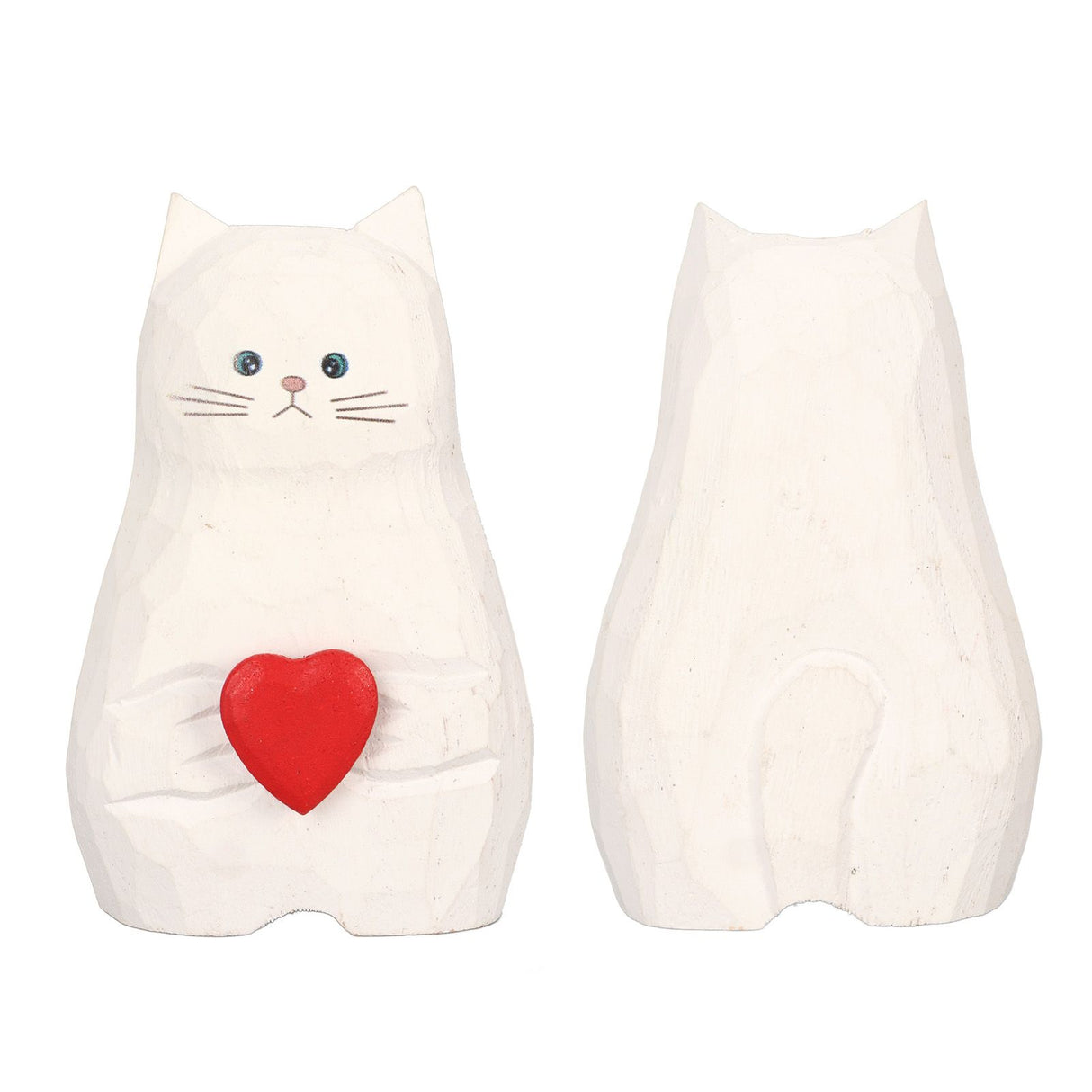 Cat Statue Flower Vase White Handmade Textured Wooden Cat Vase for Thanksgiving Day Gift Cat Lovers