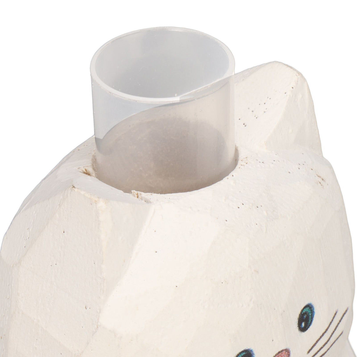 Cat Statue Flower Vase White Handmade Textured Wooden Cat Vase for Thanksgiving Day Gift Cat Lovers