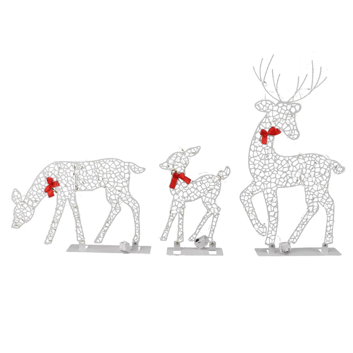 3pcs Lighted Christmas Decoration Deer Home Warm White Light Iron LED Reindeer Family Set Tabletop Decor for Outdoor Indoor Glowing Deer ‑01
