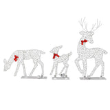 3pcs Lighted Christmas Decoration Deer Home Warm White Light Iron LED Reindeer Family Set Tabletop Decor for Outdoor Indoor Glowing Deer ‑01