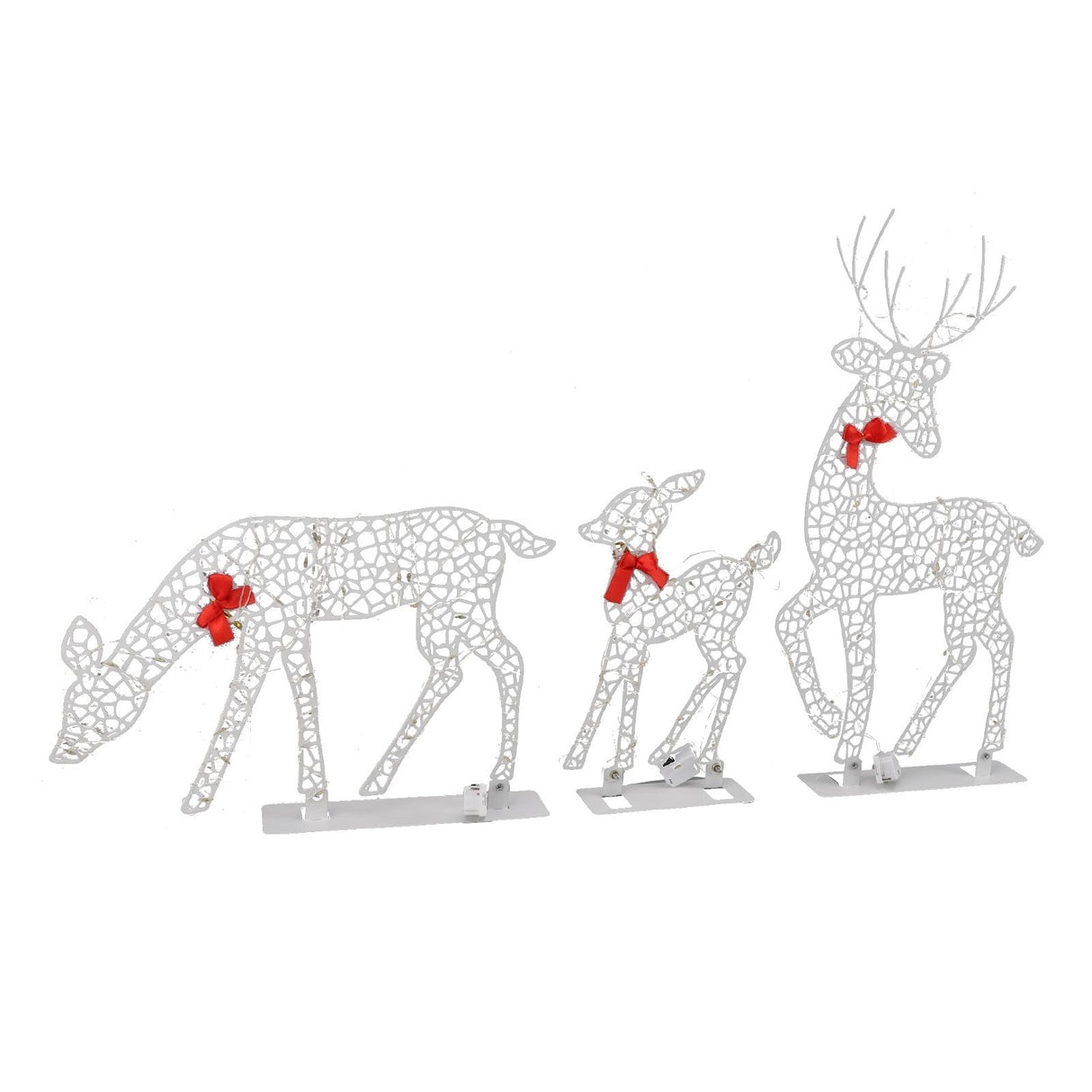3pcs Lighted Christmas Decoration Deer Home Warm White Light Iron LED Reindeer Family Set Tabletop Decor for Outdoor Indoor Glowing Deer ‑01