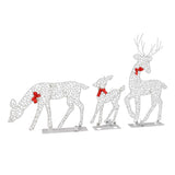 3pcs Lighted Christmas Decoration Deer Home Warm White Light Iron LED Reindeer Family Set Tabletop Decor for Outdoor Indoor Glowing Deer ‑01 - Front View