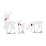 3pcs Lighted Christmas Decoration Deer Home Warm White Light Iron LED Reindeer Family Set Tabletop Decor for Outdoor Indoor Glowing Deer ‑01