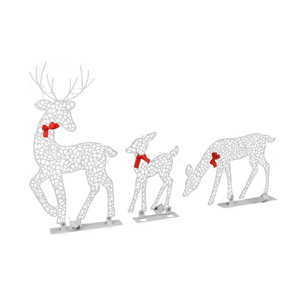 3pcs Lighted Christmas Decoration Deer Home Warm White Light Iron LED Reindeer Family Set Tabletop Decor for Outdoor Indoor Glowing Deer ‑01