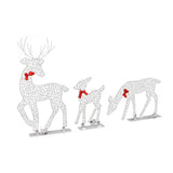3pcs Lighted Christmas Decoration Deer Home Warm White Light Iron LED Reindeer Family Set Tabletop Decor for Outdoor Indoor Glowing Deer ‑01