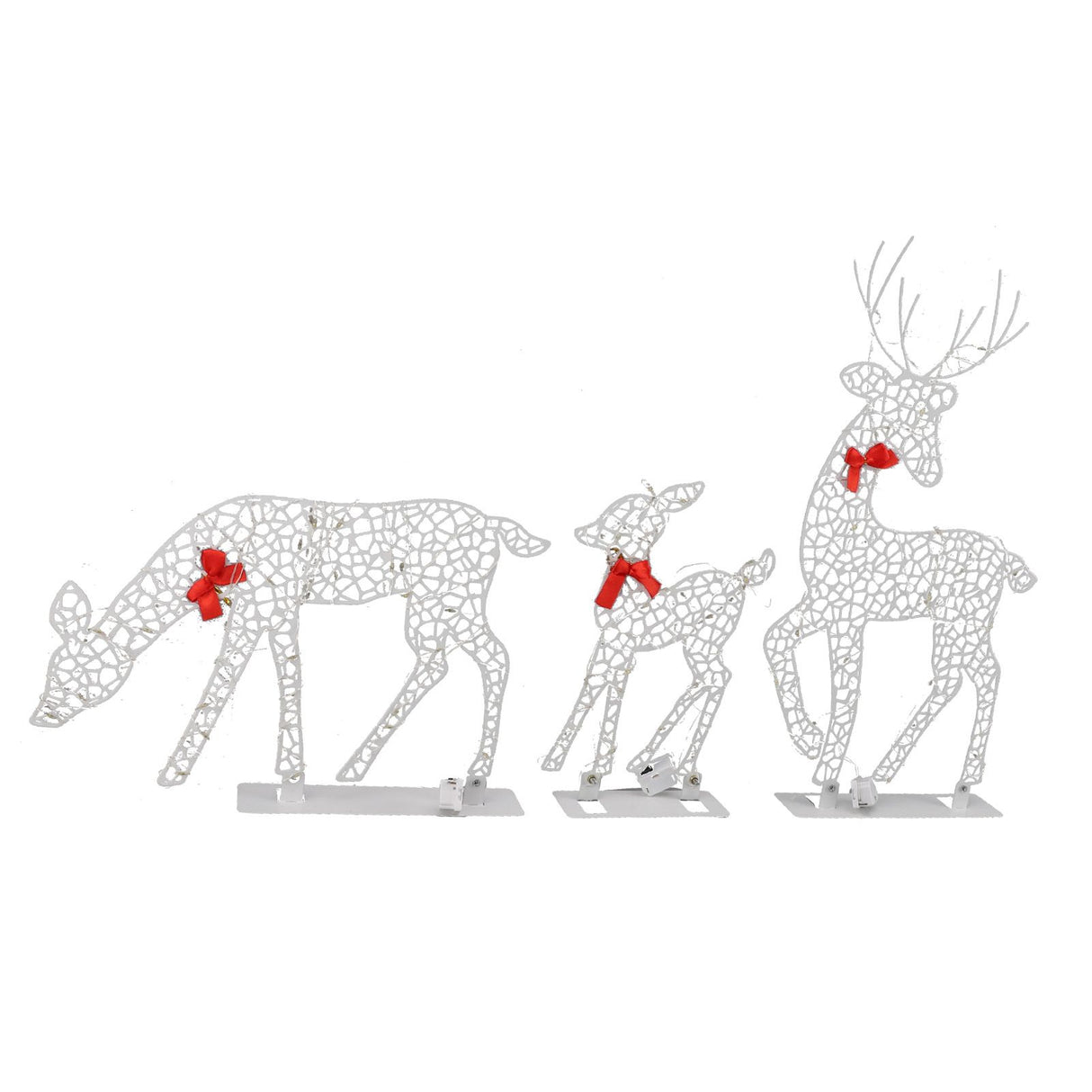 3pcs Lighted Christmas Decoration Deer Home Warm White Light Iron LED Reindeer Family Set Tabletop Decor for Outdoor Indoor Glowing Deer ‑01
