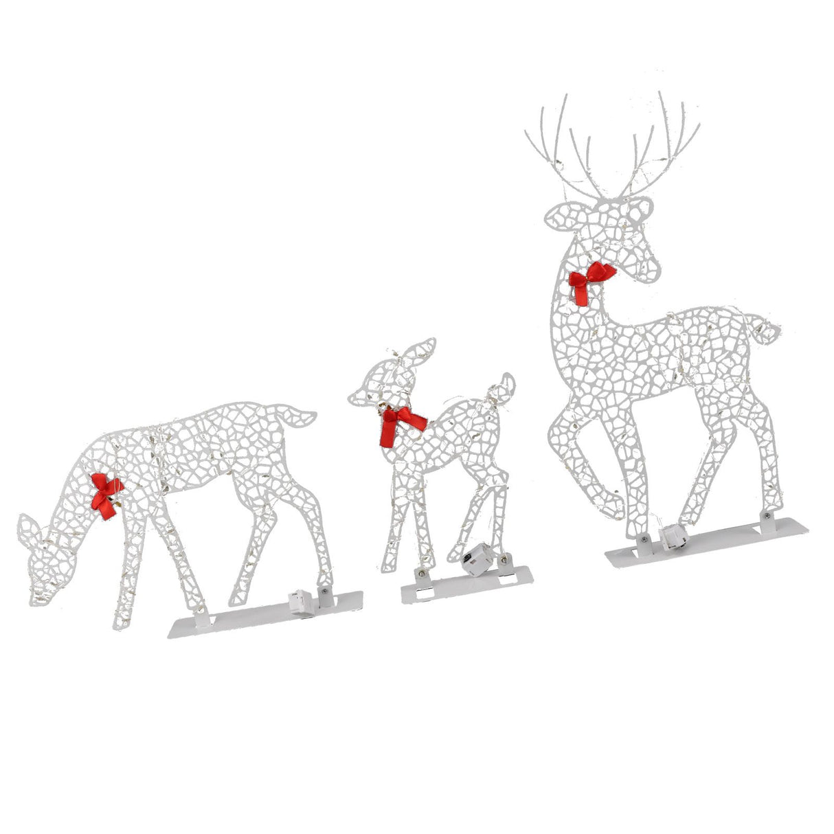 3pcs Lighted Christmas Decoration Deer Home Warm White Light Iron LED Reindeer Family Set Tabletop Decor for Outdoor Indoor Glowing Deer ‑01