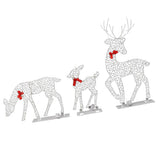 3pcs Lighted Christmas Decoration Deer Home Warm White Light Iron LED Reindeer Family Set Tabletop Decor for Outdoor Indoor Glowing Deer ‑01 - Close-Up Angle