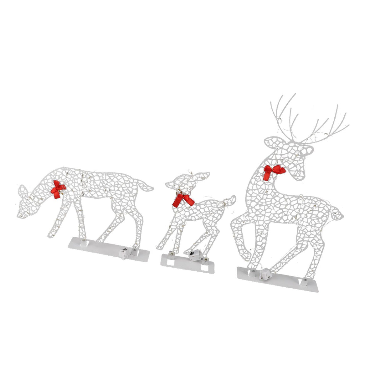 3pcs Lighted Christmas Decoration Deer Home Warm White Light Iron LED Reindeer Family Set Tabletop Decor for Outdoor Indoor Glowing Deer ‑01