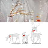3pcs Lighted Christmas Decoration Deer Home Warm White Light Iron LED Reindeer Family Set Tabletop Decor for Outdoor Indoor Glowing Deer ‑01