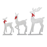3pcs Lighted Christmas Decoration Deer Home Warm White Light Iron LED Reindeer Family Set Tabletop Decor for Outdoor Indoor Glowing Deer ‑02