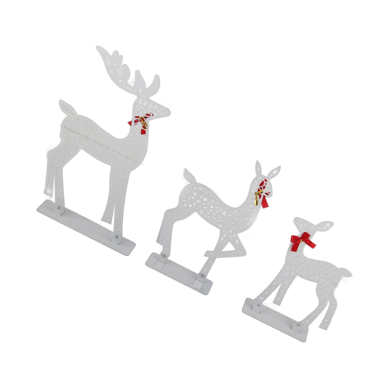 3pcs Lighted Christmas Decoration Deer Home Warm White Light Iron LED Reindeer Family Set Tabletop Decor for Outdoor Indoor Glowing Deer ‑02