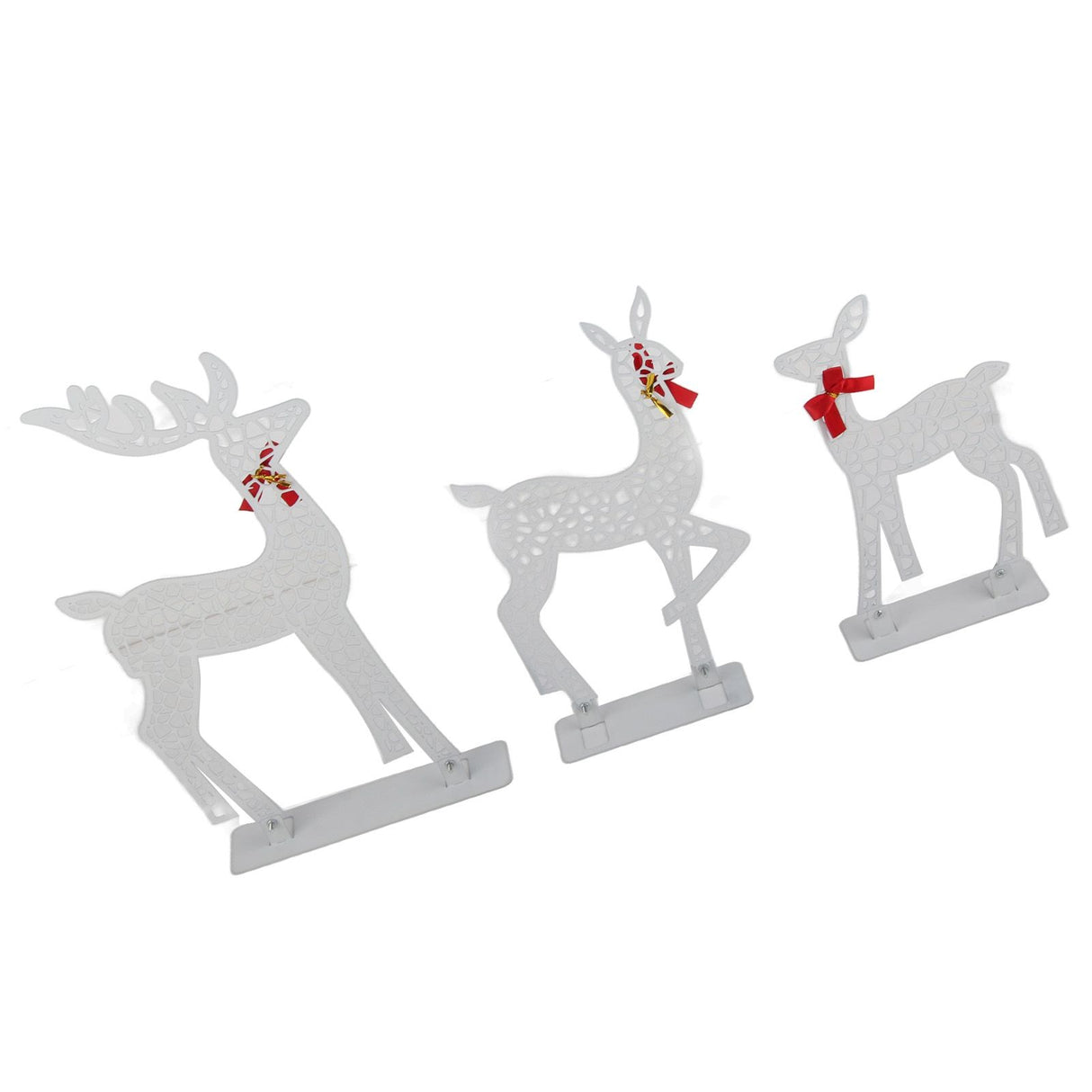 3pcs Lighted Christmas Decoration Deer Home Warm White Light Iron LED Reindeer Family Set Tabletop Decor for Outdoor Indoor Glowing Deer ‑02