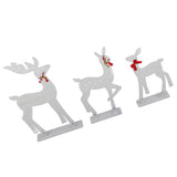 3pcs Lighted Christmas Decoration Deer Home Warm White Light Iron LED Reindeer Family Set Tabletop Decor for Outdoor Indoor Glowing Deer ‑02 - Side View