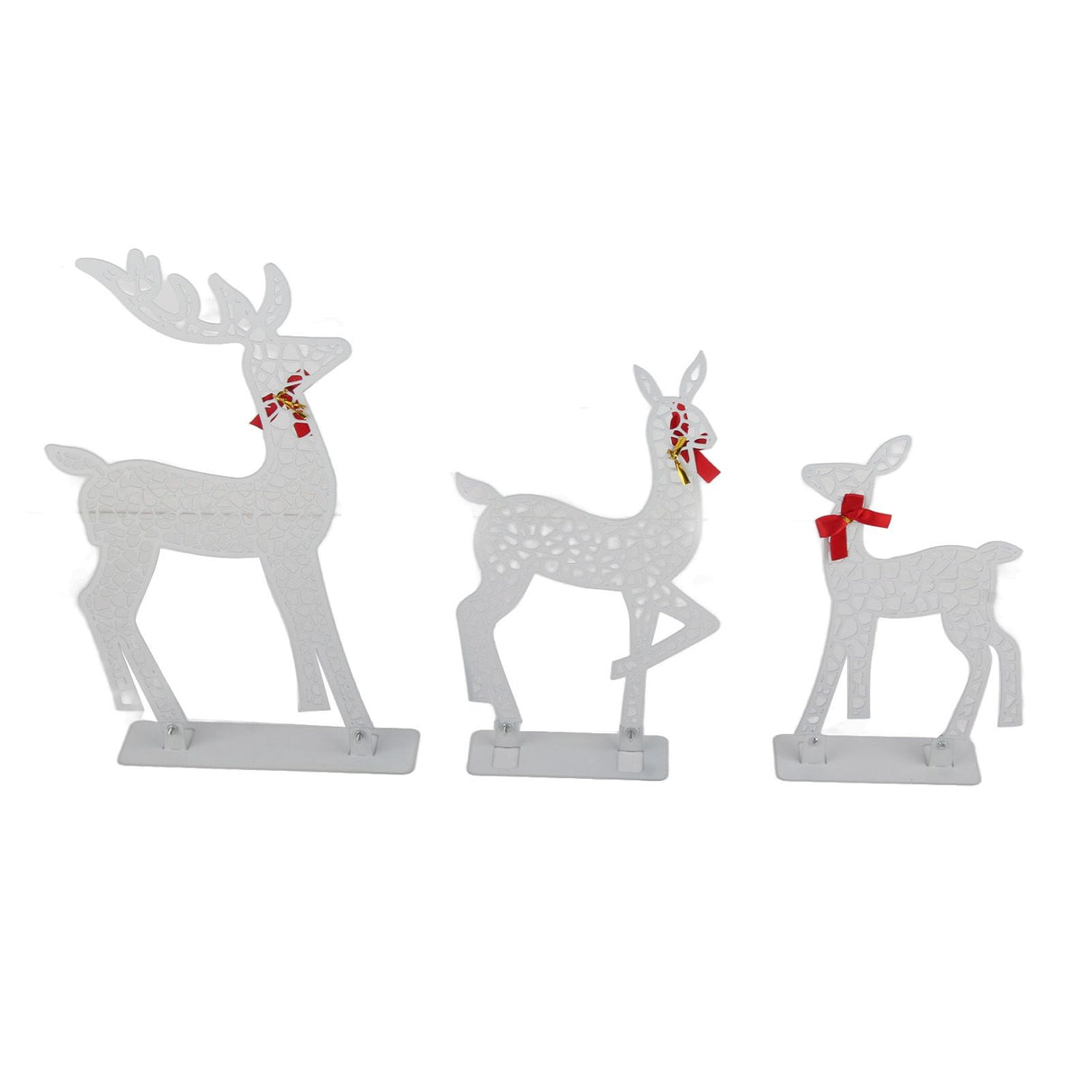 3pcs Lighted Christmas Decoration Deer Home Warm White Light Iron LED Reindeer Family Set Tabletop Decor for Outdoor Indoor Glowing Deer ‑02