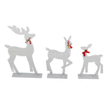 3pcs Lighted Christmas Decoration Deer Home Warm White Light Iron LED Reindeer Family Set Tabletop Decor for Outdoor Indoor Glowing Deer ‑02