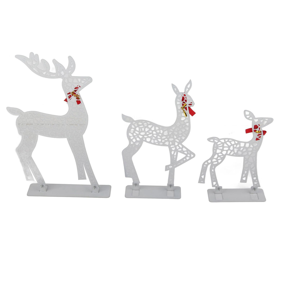 3pcs Lighted Christmas Decoration Deer Home Warm White Light Iron LED Reindeer Family Set Tabletop Decor for Outdoor Indoor Glowing Deer ‑02