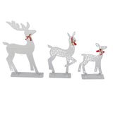 3pcs Lighted Christmas Decoration Deer Home Warm White Light Iron LED Reindeer Family Set Tabletop Decor for Outdoor Indoor Glowing Deer ‑02