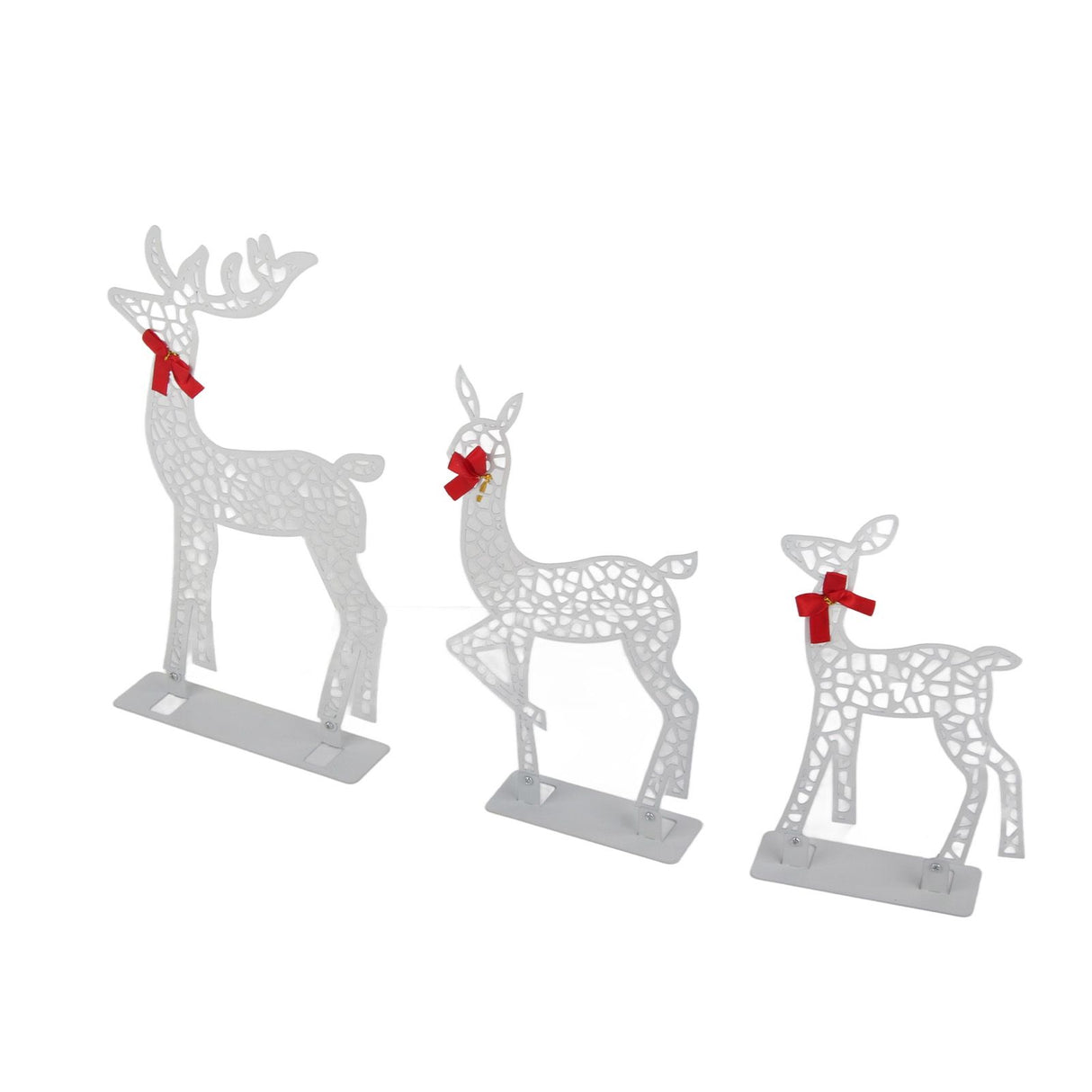 3pcs Lighted Christmas Decoration Deer Home Warm White Light Iron LED Reindeer Family Set Tabletop Decor for Outdoor Indoor Glowing Deer ‑02