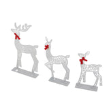 3pcs Lighted Christmas Decoration Deer Home Warm White Light Iron LED Reindeer Family Set Tabletop Decor for Outdoor Indoor Glowing Deer ‑02