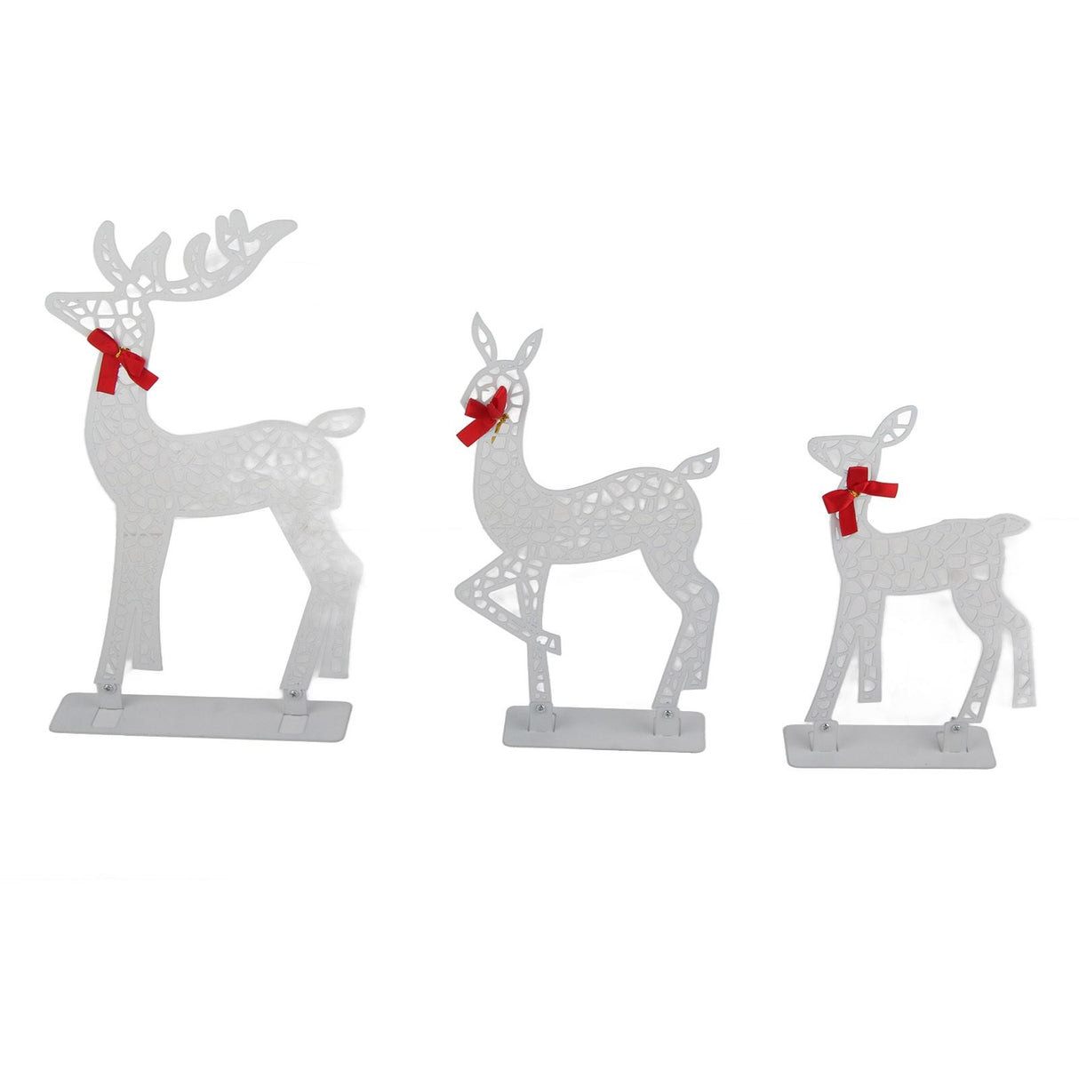 3pcs Lighted Christmas Decoration Deer Home Warm White Light Iron LED Reindeer Family Set Tabletop Decor for Outdoor Indoor Glowing Deer ‑02