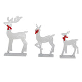 3pcs Lighted Christmas Decoration Deer Home Warm White Light Iron LED Reindeer Family Set Tabletop Decor for Outdoor Indoor Glowing Deer ‑02
