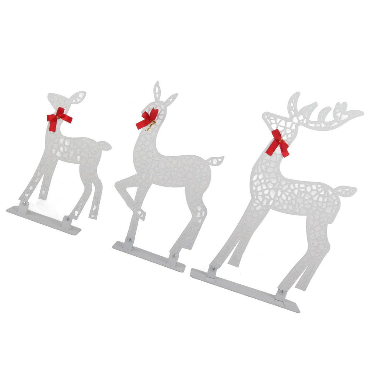 3pcs Lighted Christmas Decoration Deer Home Warm White Light Iron LED Reindeer Family Set Tabletop Decor for Outdoor Indoor Glowing Deer ‑02