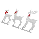 3pcs Lighted Christmas Decoration Deer Home Warm White Light Iron LED Reindeer Family Set Tabletop Decor for Outdoor Indoor Glowing Deer ‑02