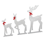 3pcs Lighted Christmas Decoration Deer Home Warm White Light Iron LED Reindeer Family Set Tabletop Decor for Outdoor Indoor Glowing Deer ‑02