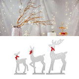 3pcs Lighted Christmas Decoration Deer Home Warm White Light Iron LED Reindeer Family Set Tabletop Decor for Outdoor Indoor Glowing Deer ‑02