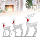3pcs Lighted Christmas Decoration Deer Home Warm White Light Iron LED Reindeer Family Set Tabletop Decor for Outdoor Indoor Glowing Deer ‑02