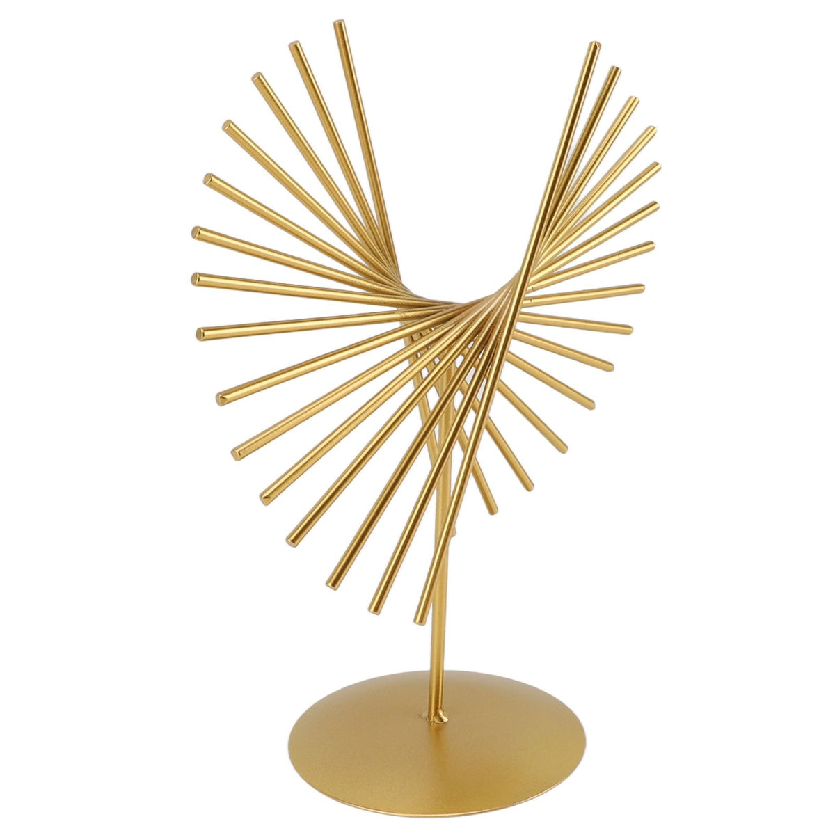 Abstract Ornament Light Luxury Metal Geometric Lines Sculpture Decoration with Base for Home Livingroom Office