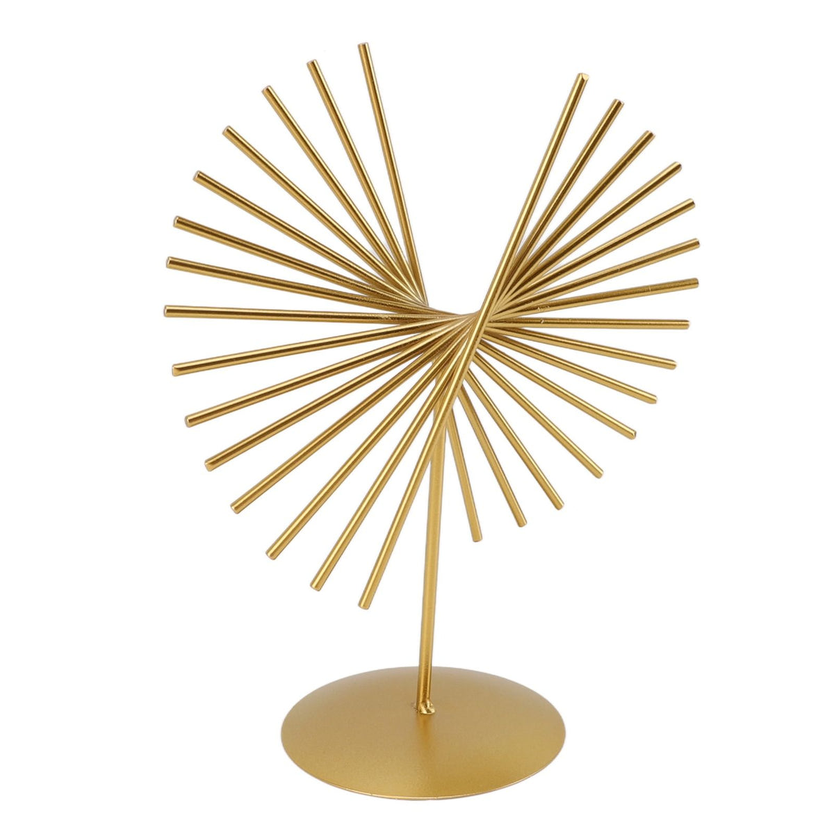 Abstract Ornament Light Luxury Metal Geometric Lines Sculpture Decoration with Base for Home Livingroom Office