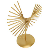 Abstract Ornament Light Luxury Metal Geometric Lines Sculpture Decoration with Base for Home Livingroom Office