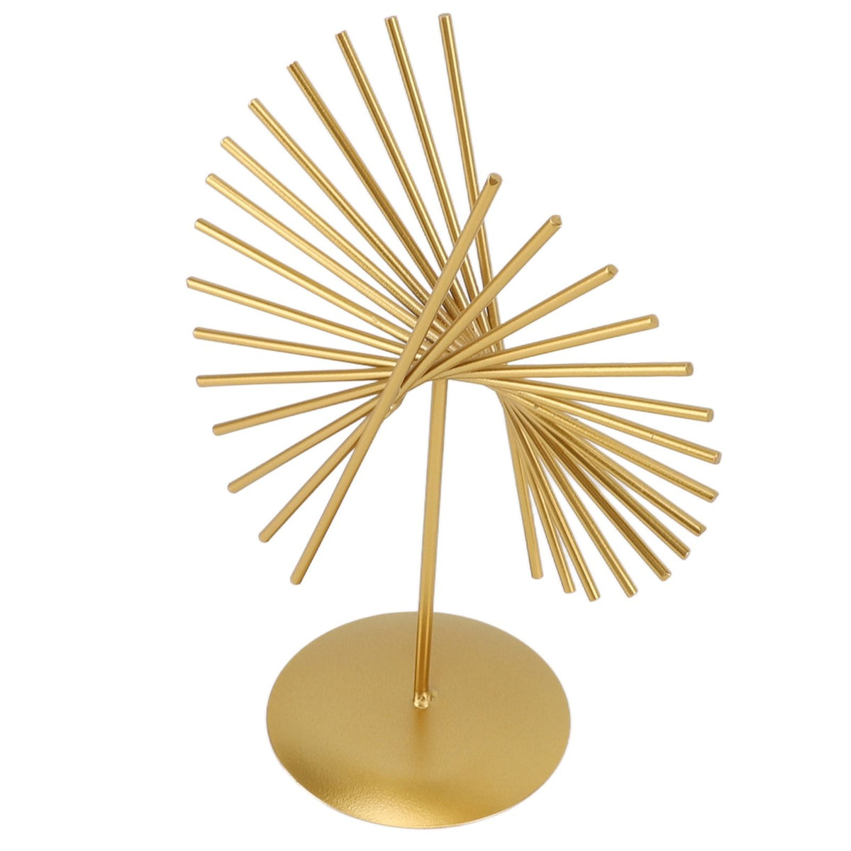 Abstract Ornament Light Luxury Metal Geometric Lines Sculpture Decoration with Base for Home Livingroom Office