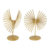 Abstract Ornament Light Luxury Metal Geometric Lines Sculpture Decoration with Base for Home Livingroom Office