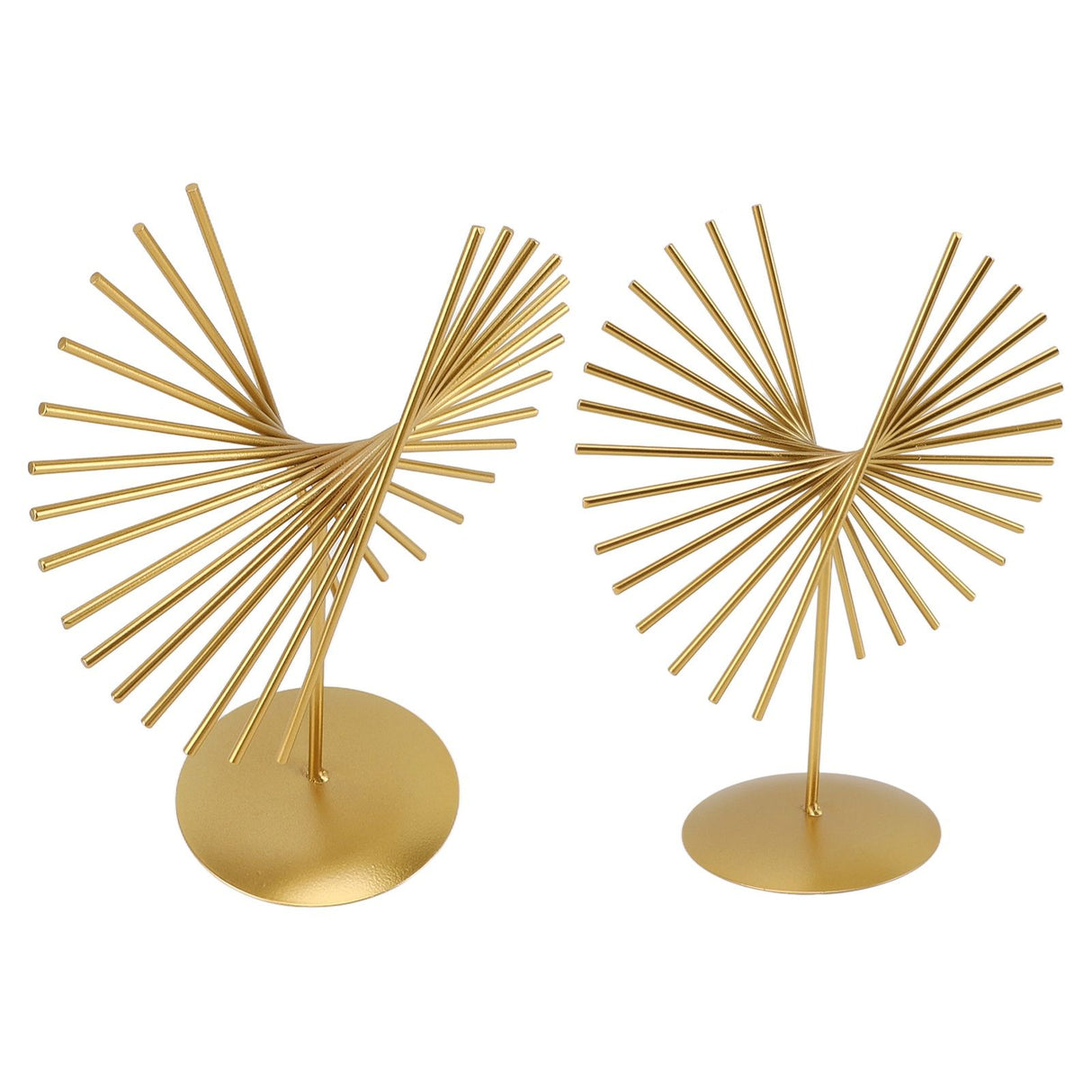 Abstract Ornament Light Luxury Metal Geometric Lines Sculpture Decoration with Base for Home Livingroom Office