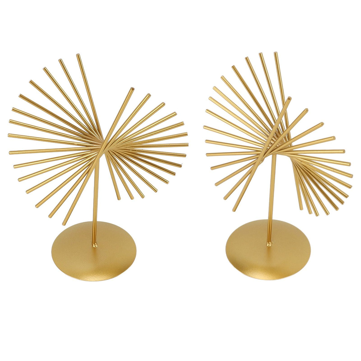 Abstract Ornament Light Luxury Metal Geometric Lines Sculpture Decoration with Base for Home Livingroom Office