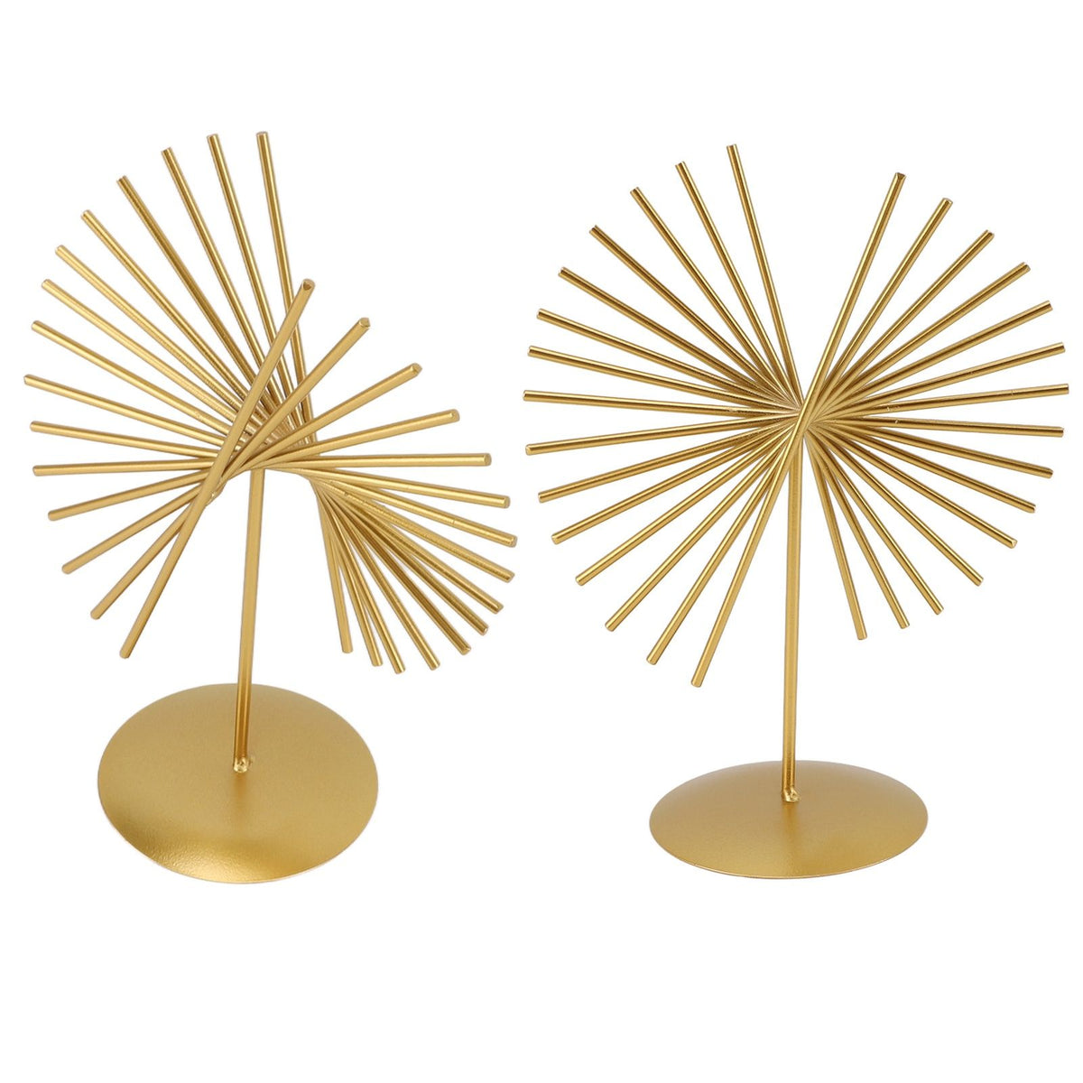 Abstract Ornament Light Luxury Metal Geometric Lines Sculpture Decoration with Base for Home Livingroom Office