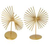 Abstract Ornament Light Luxury Metal Geometric Lines Sculpture Decoration with Base for Home Livingroom Office