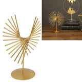 Abstract Ornament Light Luxury Metal Geometric Lines Sculpture Decoration with Base for Home Livingroom Office - Extra Image