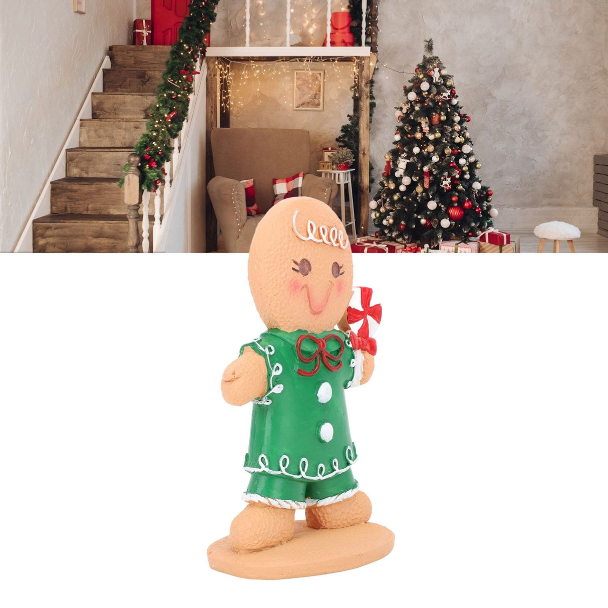 Gingerbread Kids Tabletop Figures Creativity Cute Christmas Gingerbread Table Decor for Store Bar Boy Candy