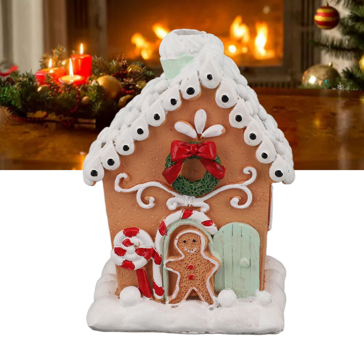 Christmas Gingerbread House Classic Exquisite Resin Christmas House Tabletop Decoration for Gift